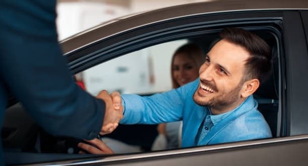 Happy customers in a cab